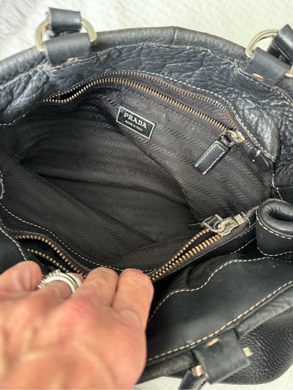 Prada Black Leather Shoulder Bag with Silver Hardware - Picture 11 of 14